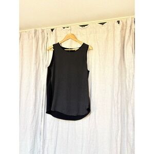 LOFT Sleeveless Blouse Medium Black White Polka Dot Tank Top Work Office